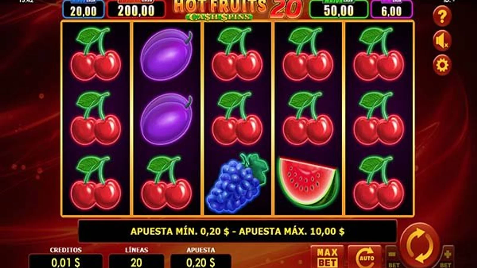 Hot Fruits 20 Cash Spins, juego de Amatic en Gana777